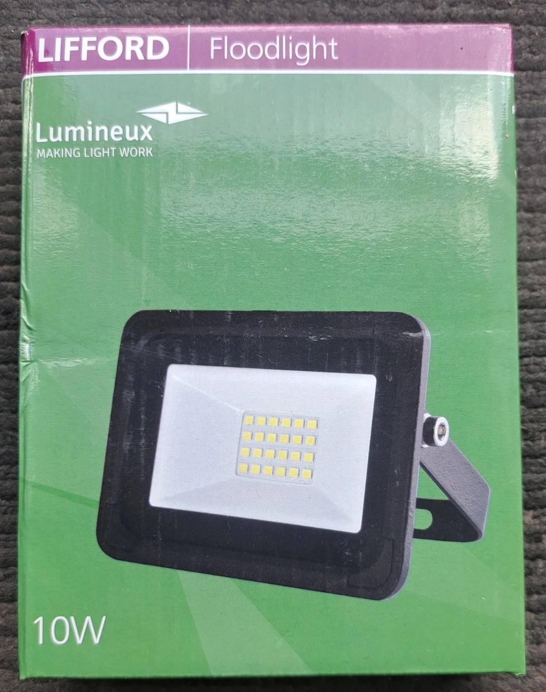 Lumineux 430017 Lifford Floodlight AC 10W 4000K Black Slimline