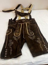 Vtg Alm Sach Leather Traditional German Trachten Lederhosen Size 42 28-29"