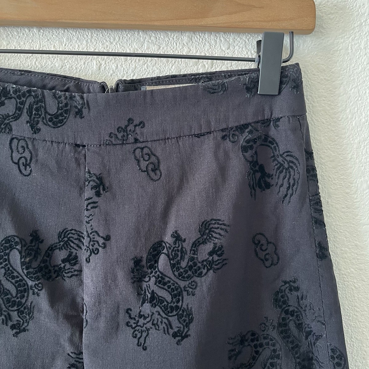Vintage 90s Capri Pants Black Dragon Motif Jaquard Equestrian Designs Petite View 6