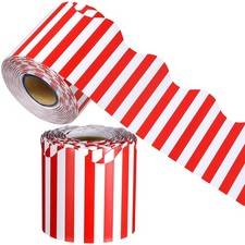 Scalloped Bulletin Board Border,65ft Self Stick Striped Trim,Party,Black White