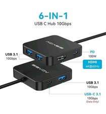 ACASIS USB C Hub, Multiport Adapter, 4K 60Hz HDMI, 3 USB, USB-C Data  USB-C PD