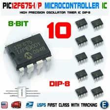 10pcs PIC12F675-I/P Microchip RISC Microcontroller PIC12F675 DIP-8 Flash-Based