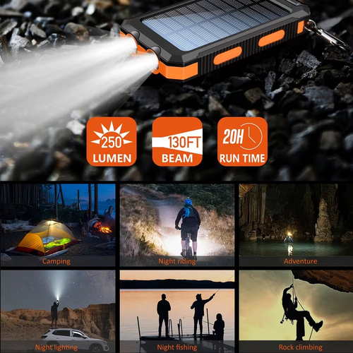 ✅ SUPER KAPAZITÄT Tragbare Solar Handy Powerbank Ladegerät iPhone Android Laptop - Bild 4 von 6