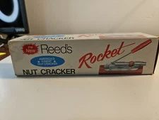 Vintage Reeds Rocket Nut Cracker Model 800  White Handle Original Box Made USA