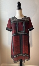 NWT Women’s Express Red & Black Lace-Trim Sheath Dress Size XS
