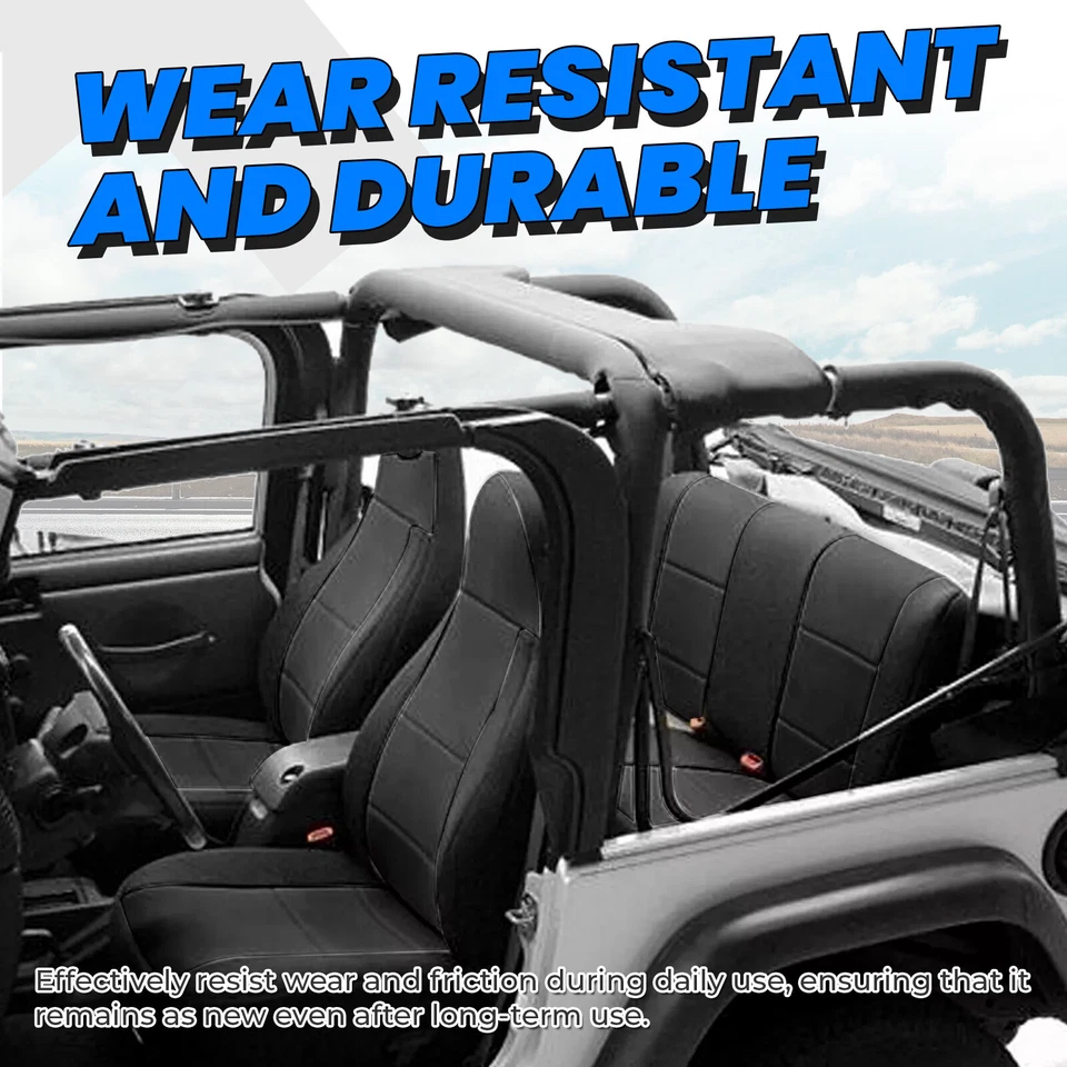 Kit completo de substituição de capas de assento preto para 97-02 Jeep Wrangler TJ 4WD - Imagem 3 de 4