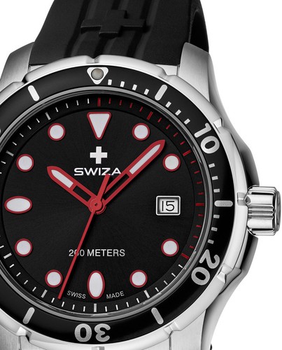SWIZA WAT.0461.1003 SWISS MADE MODELO TETIS DE HOMBRE EN ACERO Y CAUCHO GENT - Photo 3 sur 6