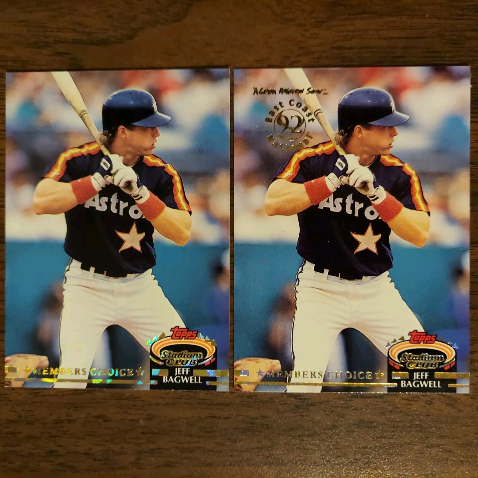 Jeff Bagwell ASTRS 1991-1992 Topps Stadium Club & East Coast National Gold Seal