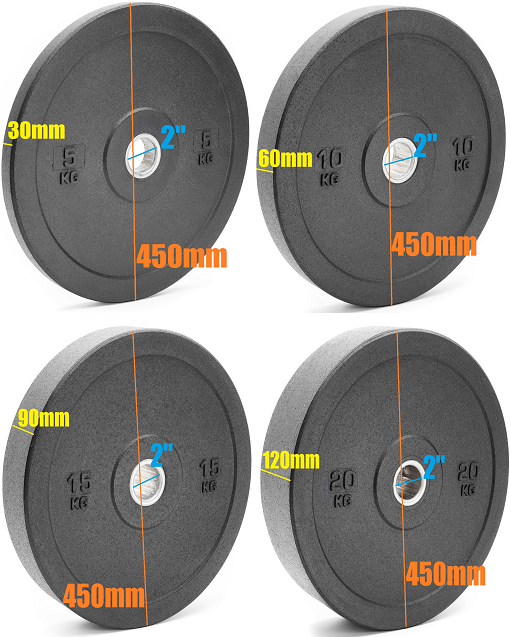 Bumper Weight Plates Black Olympic Size Rubber Crumb 5kg 10kg 15kg