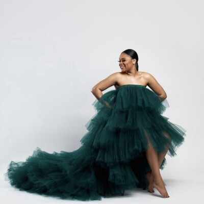 Emerald Green Tulle Prom / Birthday Halter Dress | Size M | Mid Thigh Length