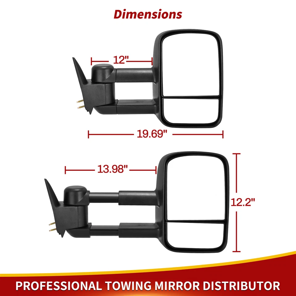 Пара буксировочных зеркал для 1988-1998 Chevy / GMC C1500 C2500 C3500 K1500 K2500 K3500 - Изображение 4 из 4