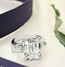 2Ct Emerald Cut Lab Created Diamond Women Engagement Ring 14k White Gold Plated