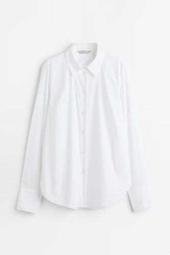 Lot 2 H&M Cotton-Blend Round Hem Long Sleeved Button Up White Shirt Men's Small