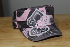  Rhinestone Castro Hat - Fleur de Lis Patch - Pink Camo=7500