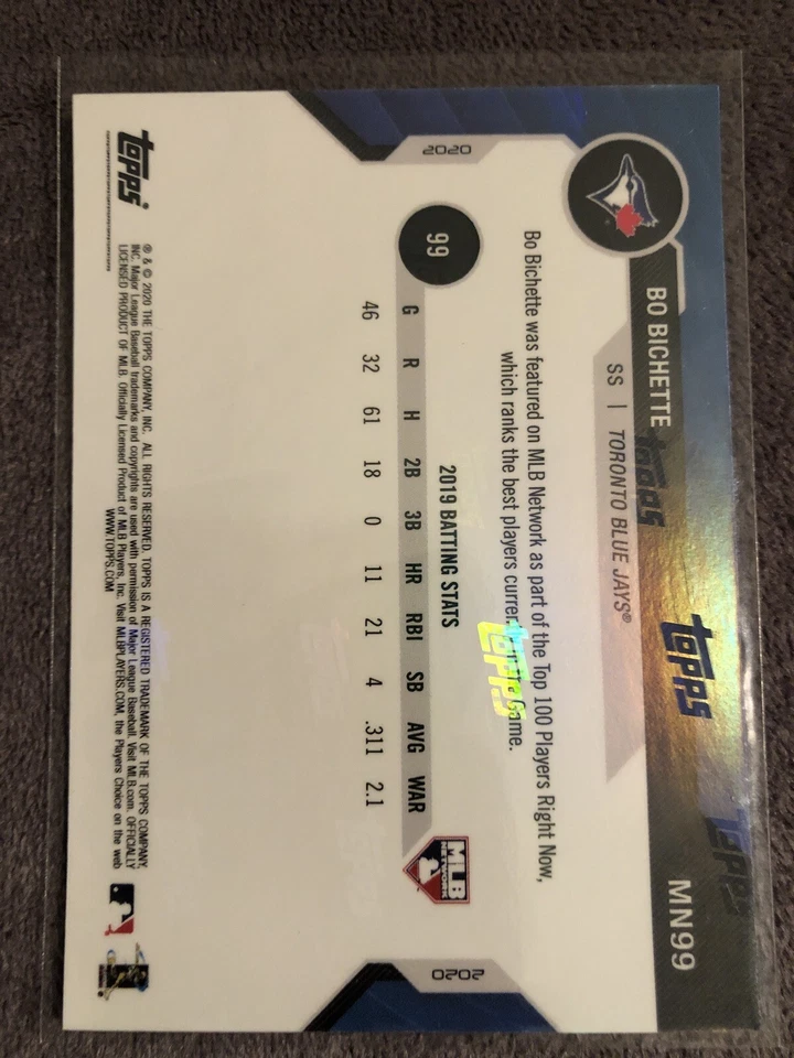 2020 Topps Now MLB Network Top 100 Bo Bichette BlueJays Rookie Parallel /99 💎 - Image 3 of 3