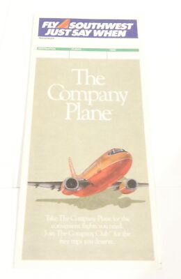 SOUTHWEST AIRLINES TICKET JACKET UNUSED THE COMPANY PLANE