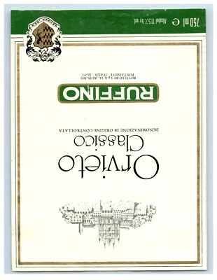 1970's-80's Orvieto Classico Ruffino Itialian Wine Label Original S49E