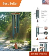 Outdoor Deep Tone Wind Chimes - 6 Precision Tuned Aluminum Tubes in Green