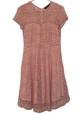 Zanzea Pink Full Lace Lined Dress Fit Flare Short Sleeve Formal Wedding Party 8