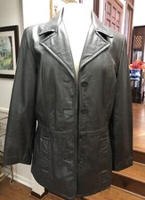 Vintage Forenza Leather Jacket Silver/pewter Color Sz 14 Button Closure
