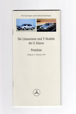 Mercedes Benz Price List E-Class (210) 1999 Saloon & Estate 01/02/1999