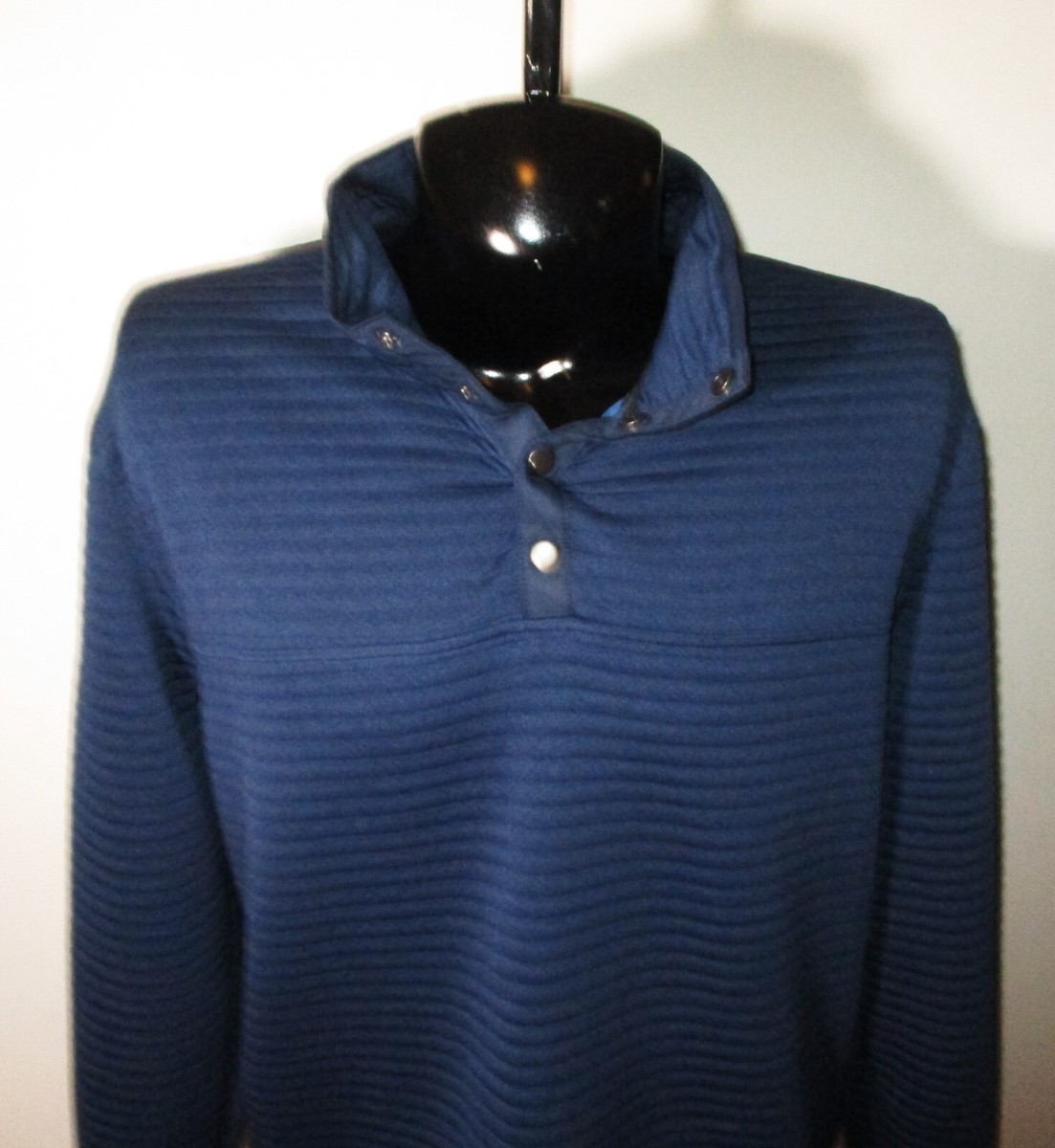 SONOMA Blue Ribbed Mock Snap Button V-Neck Jersey Size XXL