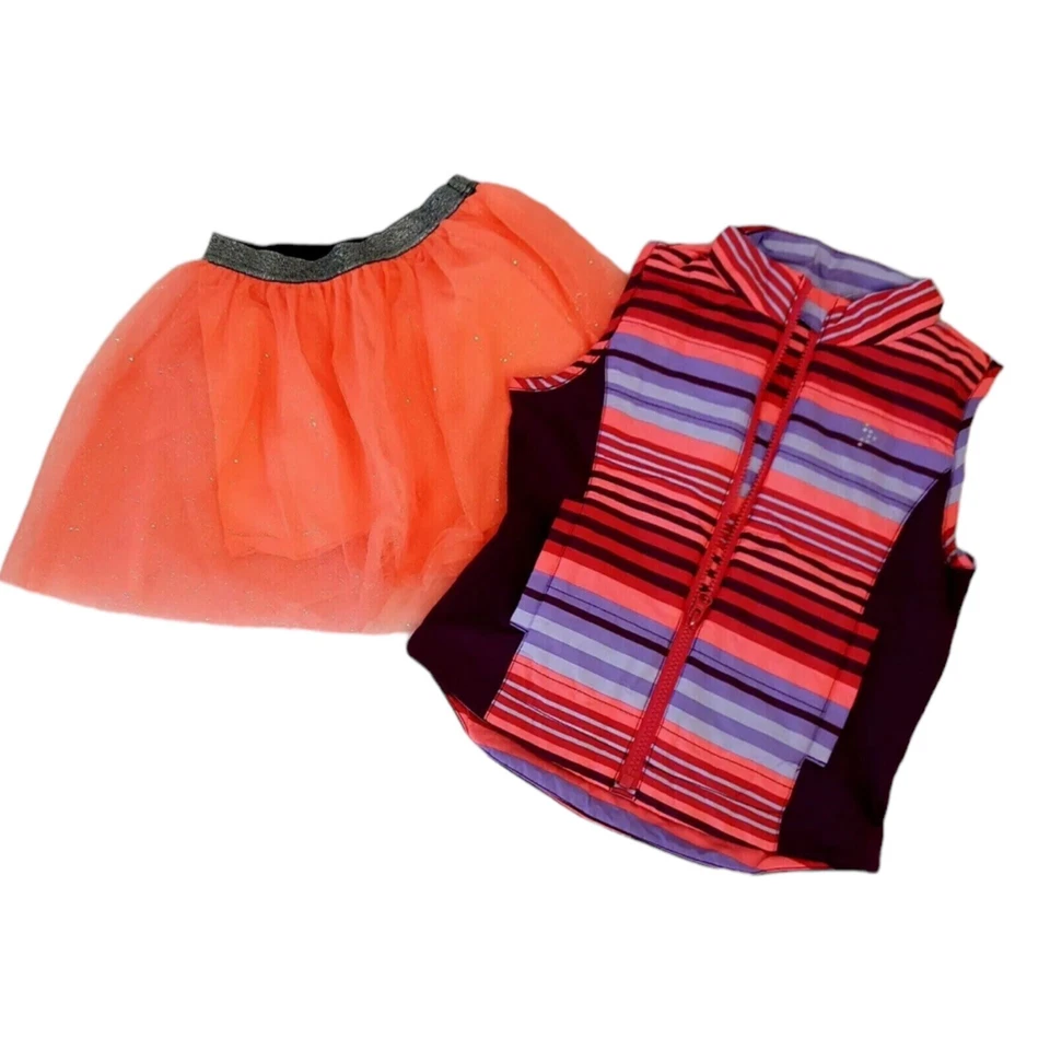 Colete Gymgo Meninas Saia TuTu Pequeno 5T - Lote 6 Combo Laranja Marrom Roxo - Imagem 2 de 4