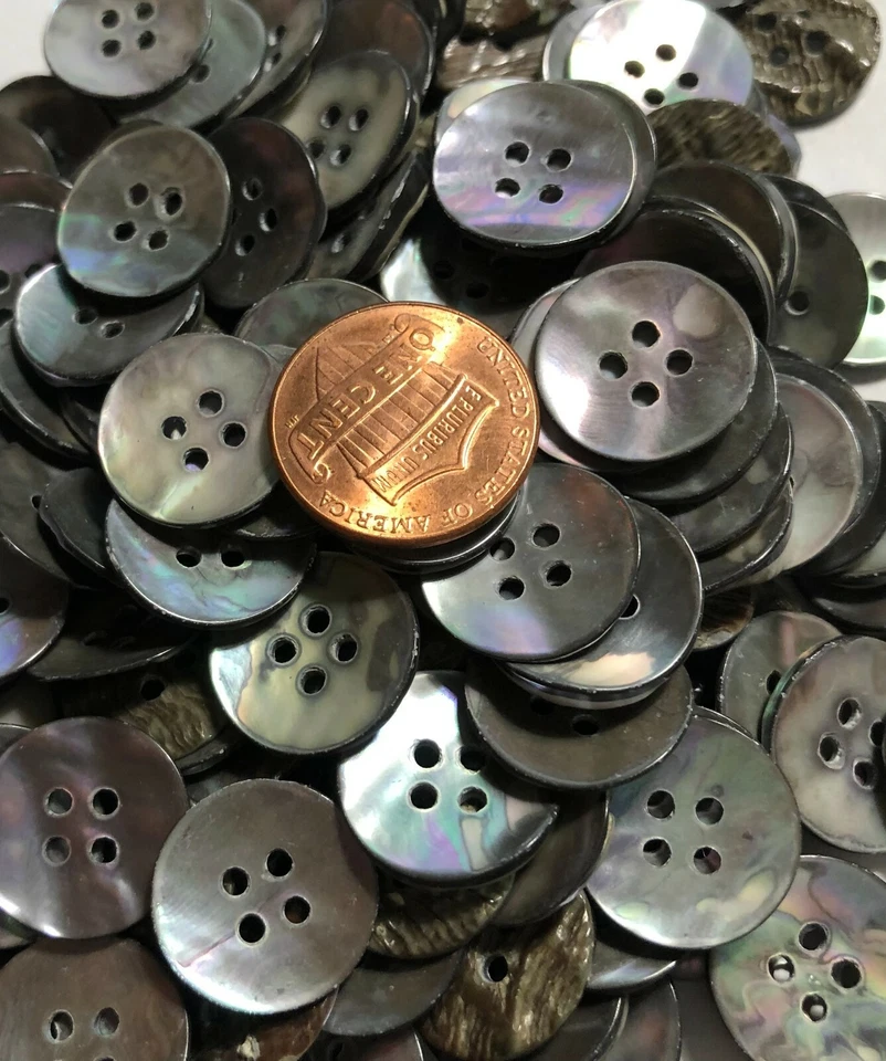 8 PCS ONLY Concave Iridescent Smoke Gray Abalone Buttons 15mm Almost 5/8" 11693 - Image 4 of 4