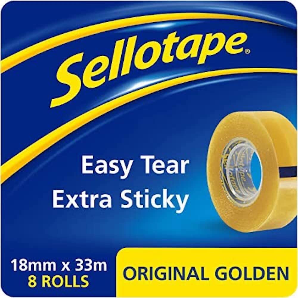 Sellotape Original Golden Tape Roll Non-static Easy-tear Small 18mmx33m Ref 1443