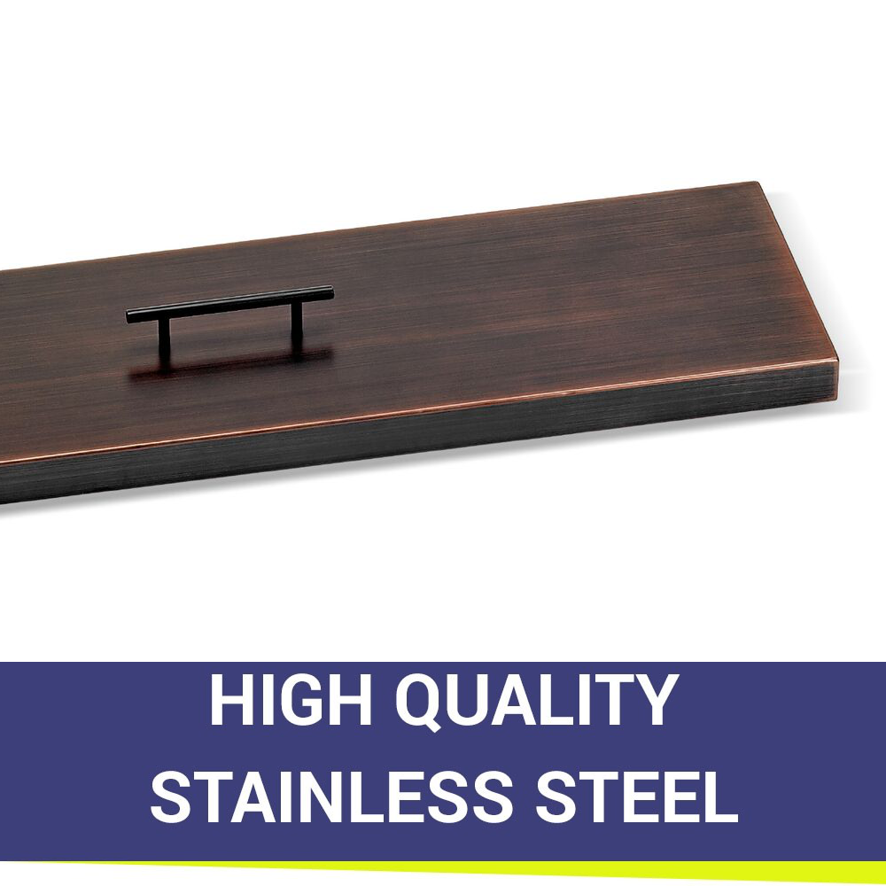 39" x 15" Rectangular OilRubbed Bronze Stainless Steel Fire Pit Cover