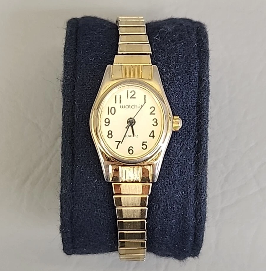 Watch It Watch Women Quartz MZ Berger Gold Tone Oval Stretch Band