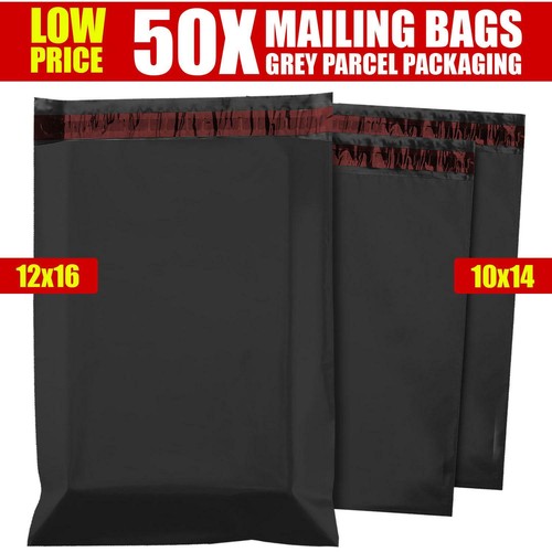 50 MIXED MAILING BAGS GREY PARCEL PACKAGING 10 x 14 and 12 x 16 POSTAGE