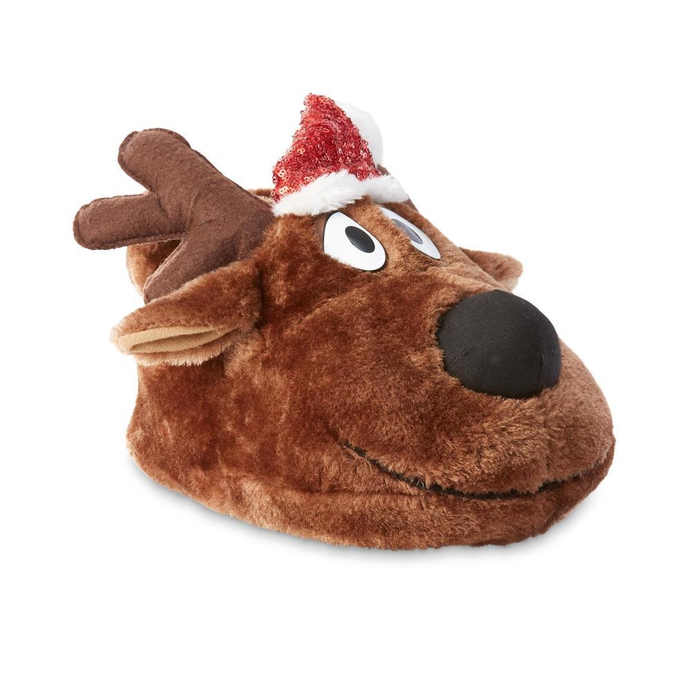 Joe Boxer Christmas Holiday Women's Brown Reindeer Dasher2 Slippers 7/8