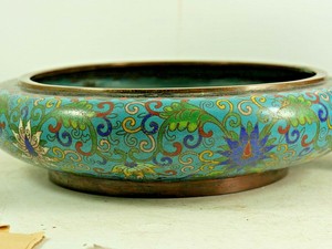 VERY BEAUTIFUL OLD CHINESE CLOISONNE BOWL WITH MING STYLE CHARACTER MARKS RARE