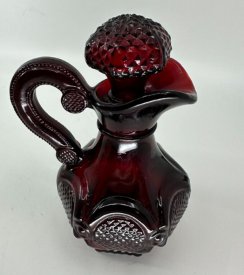 Avon Red Colored Glass Pitcher Cruet Bottle “1876 Cape Code