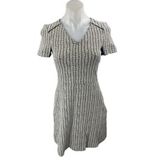 Zara Women's White Black Short Sleeve Abstract A Line Mini Skater Dress Size XS