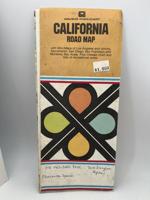 Vintage California Road Map Date Unknown