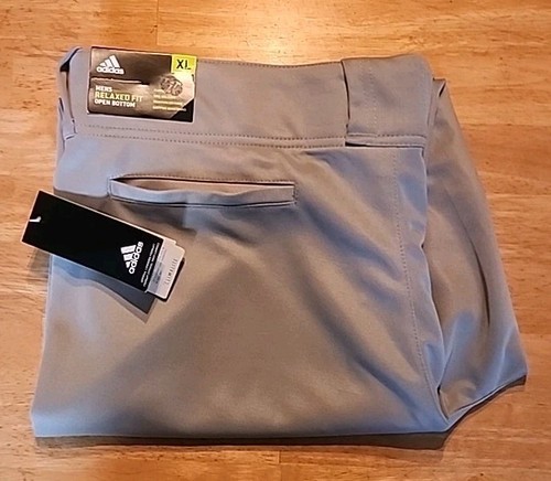 NEW Adidas Baseball Pants Mens XL Solid Grey Relaxed Fit Open Bottom CLIMALITE - Picture 13 of 13