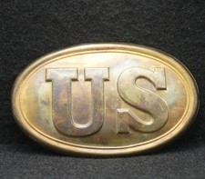 WF03157 REALLY NICE VINTAGE 1970s U.S. WAR REENACTOR BRASS BELT BUCKLE