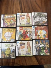 Original Authentic Nintendo DS Lot of 9 Empty Video Game Cases w/ some Manuals
