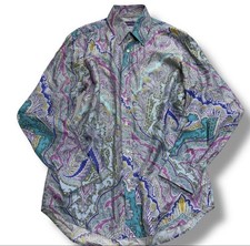 Ralph Lauren Purple Label Silk Paisley Shirt Made in Italy 15 L Luxury Designer