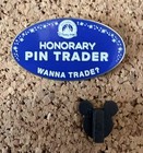 Disney Honorary Pin Trader Badge Cast Member Name Pin "Wanna Trade?" Pin IN HAND — photo 3