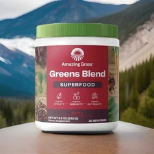 Amazing Grass Super Food Powder Greens Blend 240gm Berry Flavor Exp 05/26New