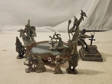 Pewter Collectables Lot of 8, Spoontiques, X-Calibur, and Gnomes