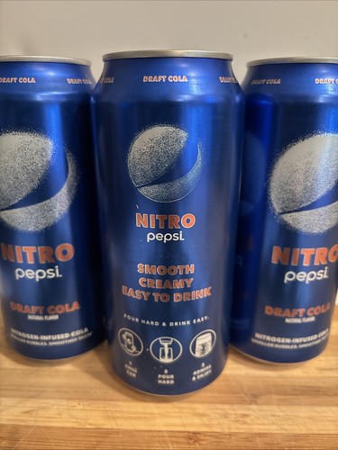 3 Dosen NITRO Pepsi Draft Cola 13,65 oz. Nitrogen Infused Soda UNGEÖFFNET Neu - Bild 3 von 4