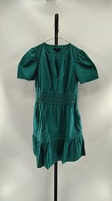 Quince 100% Organic Cotton Poplin Tiered Mini Dress Garden Green XS