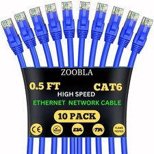 Cat6 UTP 100% Pure Copper Patch Cord, Ethernet LAN Cable Pass Fluke Test (0.5ft