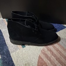 Clarks Originals Desert Trek Mens 9 Black Leather Crepe Sole Boots