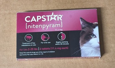 Capstar Nitenpyram 11.4mg 5 Tablets For Cats 2-25 LBS 1 Pack