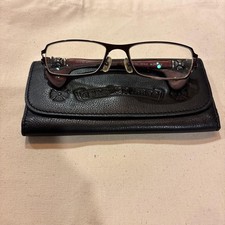 Chrome Hearts Rare Vintage Learher Metal Frame Brown Glasses Eyewear USED